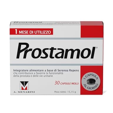 Prostamol 30 Capsule Molli - Integratore Alimentare a base di Serenoa repens (320 mg) per la Funzionalità della Prostata e delle Vie Urinarie. Senza Glutine.