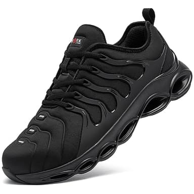 LARNMERN Scarpe Antinfortunistiche Uomo Leggere Scarpe Antinfortunistica Comodo Moda con Punta in Acciaio Traspiranti Scarpe da Lavoro Ammortizzazione(Nero,44 EU)