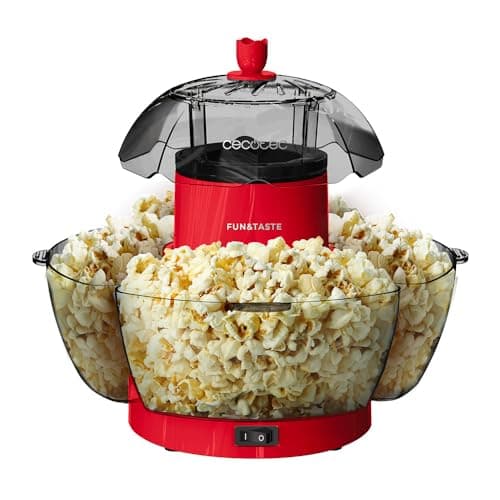 Cecotec Macchina per Popcorn Elettrica Fun&Taste P'Corn Lotus. Macchina per popcorn da 1200 W, Popcorn Pronto in 2 Minuti, Include 4 Contenitori Estraibili, Capacità Totale di 4,5 L