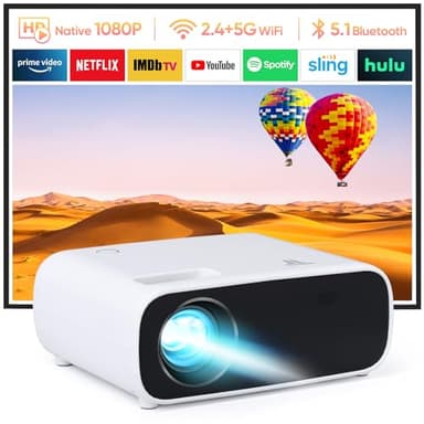 2025 Nuovo Mini Proiettore, Proiettore Bluetooth 18000 Lumen, Supporto 4K, Proiettore portatile Home Cinema LCD WiFi 5G, Compatibile con iOS/Android/Laptop/HDMI/PC/TV Stick/USB