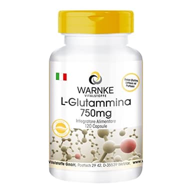 L - glutammina 750mg - 120 capsule - Forma libera - Sostiene l'accumulo dei muscoli, garantisce un buon sonno e protegge le cellule | Warnke Vitalstoffe - Qualità da farmacia tedesca