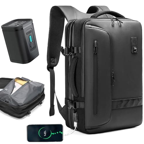 Quincry Vacpack, zaino sottovuoto espandibile da 16 galloni con sistema di compressione sigillato, per viaggi, Airback Carry On, Nero-con pompa ad aria, Large, Moderno, compatto