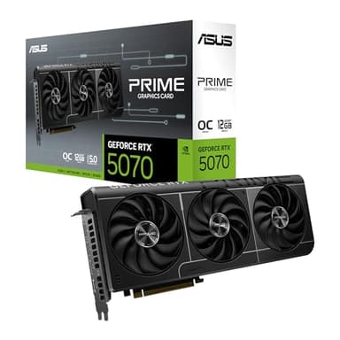 ASUS PRIME NVIDIA GeForce RTX 5070 OC Edition, Scheda Grafica 12 GB GDDR7, 192 Bit, PCIe 5.0, Design a 2,5 Slot, 3 Ventole Axial-Tech, 1 HDMI 2.1, 3 DisplayPort 2,1, Nera, PRIME-RTX5070-O12G