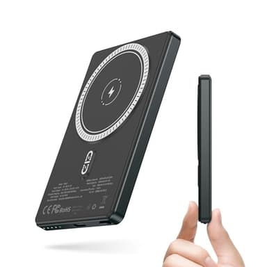 NOHON Wireless Magnetico Power Bank: 5000mAh Ultra-slim 8MM Caricatore Magsafe-Powerbank | Batteria Portatile PD 20W USB-C Ricarica Compatibile con iPhone 16/15/14/13/12/Mini/Pro/Pro Max(Grigio Nero)
