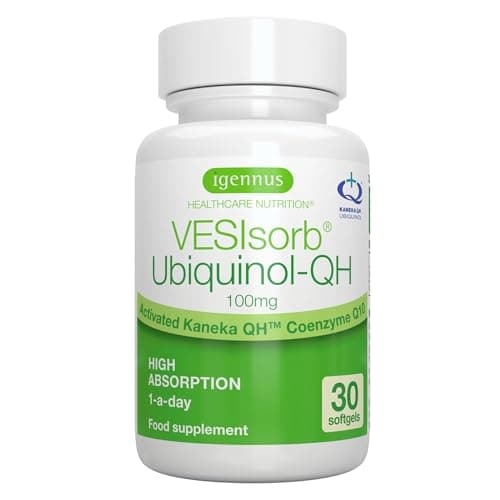VESIsorb Ubiquinol-QH, Coenzima Q10 100mg, integratore Ubiquinolo CoQ10 Kaneka ad Alto Assorbimento e Azione Rapida, per maggiore energia e salute del cuore, 30 capsule softgels