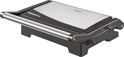 Melchioni Family | BURGER Mini Bistecchiera Elettrica 1000W con Piastre Grill Antiaderenti, Tostapane per Sandwich, Distribuzione Uniforme del Calore, Apertura a 180°
