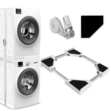 NIUXX Kit di Sovrapposizione Universale per Lavatrice e Asciugatrice con Cinghie Cricchetto, Telaio Intermedio Universale per Lavatrice e Asciugatrice, misura regolabile (46-66 cm)