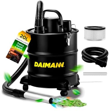 Avilia Bidone Aspiratutto 900W 20L Senza Sacco in Metallo con Filtro HEPA Lavabile e con Ruote – Aspiracenere Stufa Pellet, Aspira Foglie, Aspiracenere Barbecue, 39,5x30,5x30,5cm