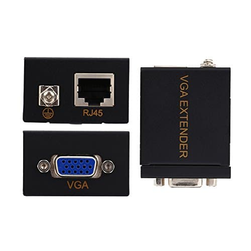 Estensore VGA 60 m, RJ45 Cat6 Ethernet Cavo Extender VGA Signal Extender Ripetitore Adattatore (1 Trasmettitore + 1 Ricevitore)