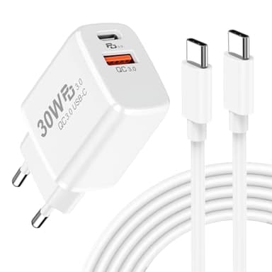 Caricatore USB C 30W Veloce per Google Pixel 9 Pro XL/8 Pro/8A/7 Pro/6, Presa USB C Alimentatore Spina 2 Porte PD&QC3.0 Caricabatterie Rapido per iPhone 16/15 Pro Max,Samsung S25/S24/S23/S22,Xiaomi
