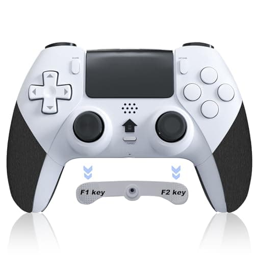 Shiptree Wireless Controller per PS-4, Joystick Gamepad Compatibile con PS-4/Pro/Slim, con Turbo/Macro Programming/Touch Pad/Somatosensoriale a 6 Assi-Bianco