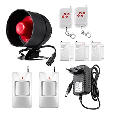 TOWODE Sistema di Allarme Domestico Wireless Kit Antifurto Sistema di Allarme di Sicurezza con Sirena 115dB, Sensore di Allarme Porta, Sensore di Movimento e Telecomando