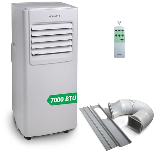 Innoliving Condizionatore Portatile 7000/9000 / 12000BTU, 3 Funzioni Raffreddamento, Ventilazione, Deumidificazione, Timer 24h, Telecomando, Display LED, Gas Naturale R290, Fino a 30mq (7000 BTU)