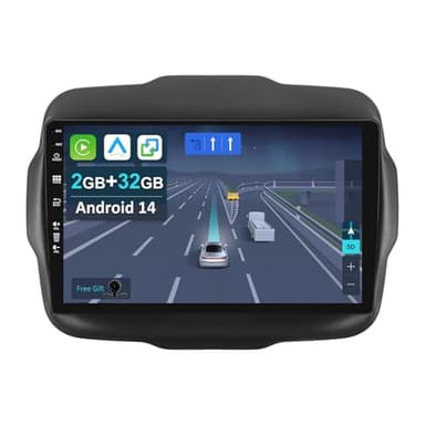 10.1” IPS Android 14 2 Din Autoradio per Jeep Renegade 2015-2018-[Integrato Wireless CarPlay | Android auto | Mirror Link | GPS Sat Nav | Bluetooth 5.0 | WiFi | 4G | SWC]+CAM Incluso