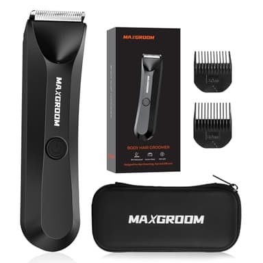 MAXGROOM Rasoio Elettrico Corpo Uomo, Depilatore Corpo Uomo con Illuminazione a LED, Uso Umido e Asciutto, Adatto per Braccia, Gambe, Torace, Ascelle e Altre Zone Intime (Nero)