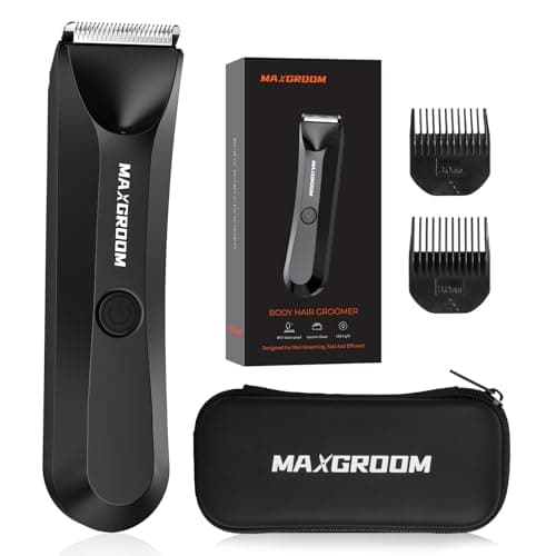 MAXGROOM Rasoio Elettrico Corpo Uomo, Depilatore Corpo Uomo con Illuminazione a LED, Uso Umido e Asciutto, Adatto per Braccia, Gambe, Torace, Ascelle e Altre Zone Intime (Nero)