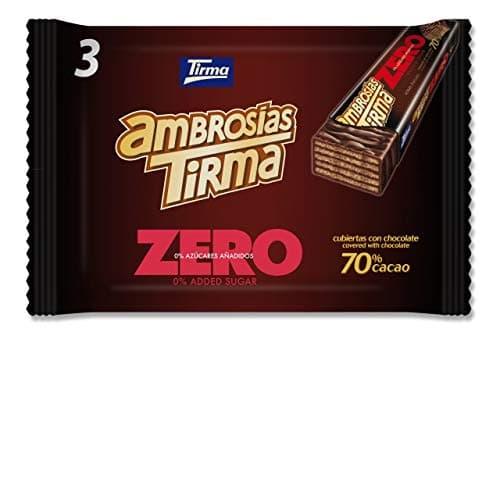 Tirma Ambrosia al Cioccolato Fondente 70% | Barrette di Cioccolato Senza Zuccheri Aggiunti | Adatto alla Dieta Keto | Wafer Ripieni di Crema al Cacao 70% | Adatto ai Diabetici | 3 unità, 64.5 gr