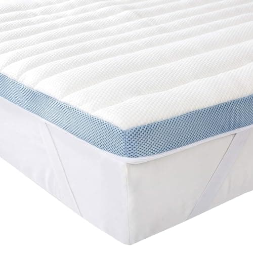 Amazon Basics Topper Matrimoniale 160 x 190 cm in Memory Foam, 5 cm Coprimaterasso con Angoli Elastici, Bianco