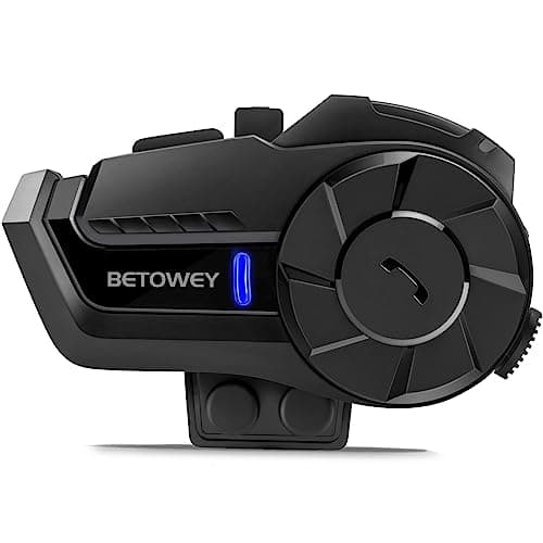 BETOWEY Interfono Moto, Cuffie Bluetooth Casco B2X Sistema di Comunicazione Wireless 5.1 con Condivisione Musica, Assistente Vocale, Radio FM, Distanza Interfono fino a 800-1000 metri (1 Pezzo)
