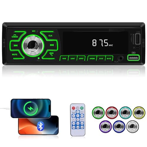 Autoradio 1 Din - Radio Bluetooth Auto - Impianto Stereo Auto con Radio FM APP Posizione Spegnimento Memoria AUX TF Ingresso Disco USB Amplificatore di potenza + Telecomando