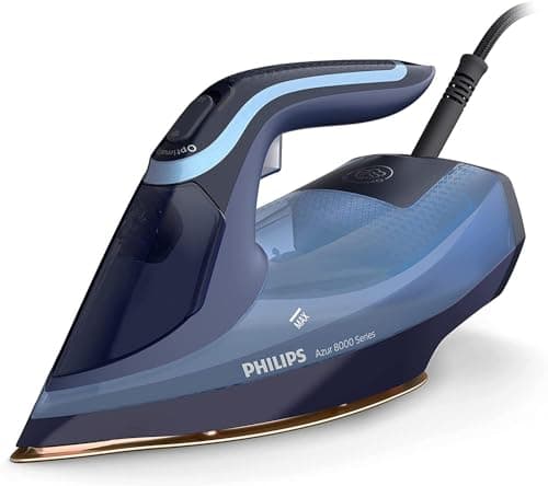 Philips Azur Serie 8000 Ferro A Vapore - 55 g/min Di Vapore Continuo, 240 g Di Colpo Di Vapore, 3000 W, Tecnologia OptimalTEMP, SteamGlide Elite, Azzurro (DST8020/20)