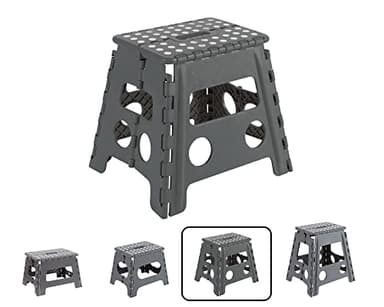 ARREGUI TB-032-G Sgabello Pieghevole Multiuso | Sgabello per Adulti o Bambini | Scala Pieghevole | Scalino | Sgabello per cucina, bagno, campeggio | 32 cm di altezza | Grigio