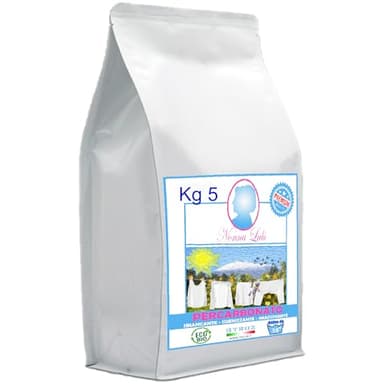 BYROZ Percarbonato di Sodio Puro - Sbiancante e Igienizzante Naturale ideale come detersivo lavatrice, Attivo già a 30°. Percarbonato di sodio sbiancante per Casa e Bucato - Busta da 5 kg