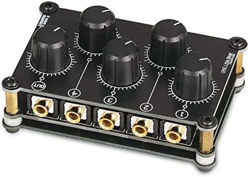 Little Bear MC5, mini mixer audio portatile a 4 canali, registrazione Live Studio, audio stereo passivo, registrazione low noise (non necessita di alimentazione)
