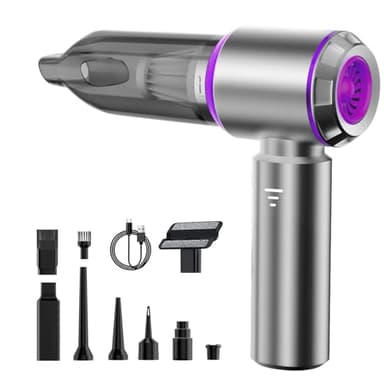 Aspirapolvere Manuale, 16000 Pa Potente Aspirapolvere a Mano, 4 in 1 Auto Aspirapolvere Potente Cordless per Auto Casa Pulizia con Ugelli Multipli e 2 Filtri, Mini Aspirapolvere Ricaricabile USB