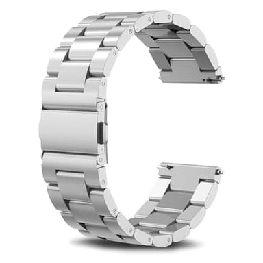 SUNDAREE Compatibile con Cinturino Garmin Venu 3S/Venu 2S/Vívoactive 4S/Vívoactive 3S/Vivomove 3S/Forerunner 255S Music 265S,18MM Argento Uomo Acciaio Inossidabile Metallo Orologio Cinturini Ricambio