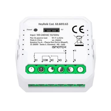 GBC Relè Wi-Fi Smart per Controllo Remoto, Ingresso Pulsante e Alimentazione 220V