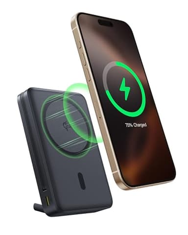 Baseus Nomos Qi2 Magsafe Power Bank, 15W Magnetico Power Bank per iPhone 16/15/14/13, Batteria Esterna 45W USB-C Ricarica Veloce, 10000mAh Powerbank Pieghevole con Display, Piccolo Ma Forte, Nero