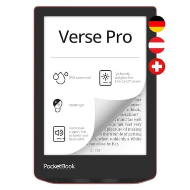 PocketBook e-Book Reader 'Verse Pro' (versione tedesca) 16 GB di memoria, IPX8, Bluetooth, 15,2 cm (6"), E-Ink Carta Display - Passion Red