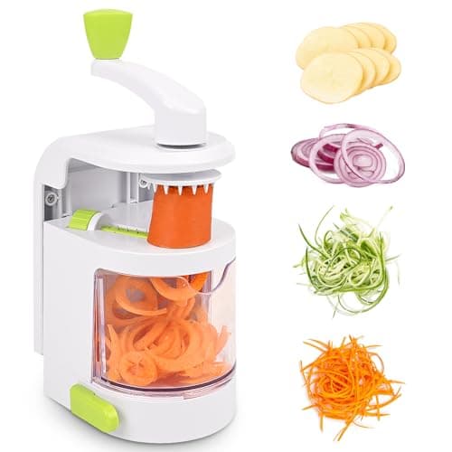 Dreamhigh® Spiralizzatore di Verdure, 4 In 1 Taglia Zucchine Spaghetti con Contenitore di Raccolta, Senza BPA, Spaghetti di Zucchine Attrezzo per zucchine, Cetriolo, Patate, Cipolla
