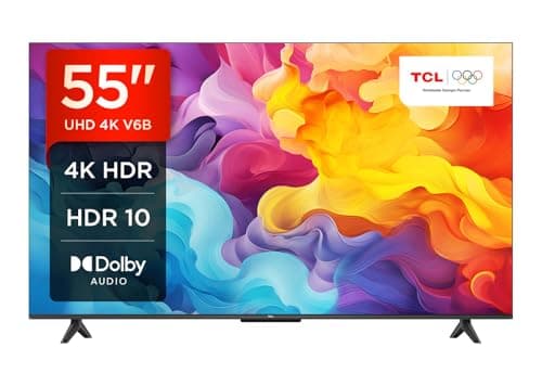 TCL 55V6B TV 55”, 4K HDR, Ultra HD, Google TV con design senza bordi, Dolby Audio, compatibile con Google Assistant e Alexa