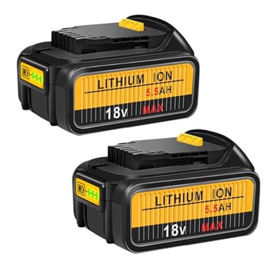 HavenHarmo 2 pezzi di ricambio da 18 V per batteria Dewalt, batteria da 5,5 Ah compatibile con 18 V DCB184 DCB200 DCB182 DCB180 DCB181 DCB182 DCB201 18V XR