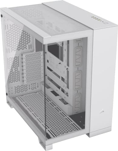 CORSAIR 6500X Mid-Tower ATX Case per PC a Doppia Camera - Vetro Temperato Panoramico - Compatibile con Scheda Madre a Connessione Inversa - Nessuna Ventola Inclusa - Bianco