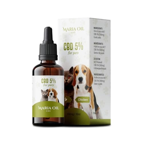 MARIA CBD OIL Olio Pollo calmante Cane Gatto agitati Estratto di Canapa Sativa Spremuto Freddo Omega 3 Naturale Puro Tranquillante Antidolorifico Antifiammatorio Aiuta Il Sonno Elimina Ansia e Dolori