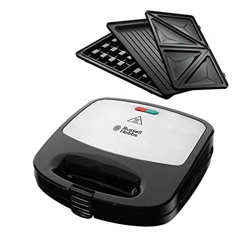 Russell Hobbs Piastra Elettrica a Contatto Multifunzione 3 in 1 - Sandwich, Piastra per Waffle, Griglia a contatto - Piastre Antiaderenti; Espandibile: Cake Pop, Mini Donut, Churros; Fiesta 24540-56