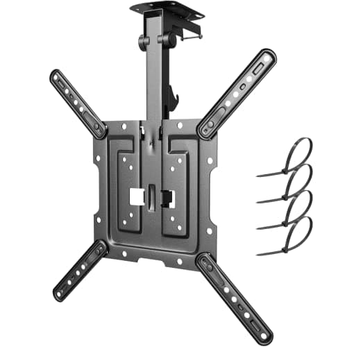 PUTORSEN 23-55 Pollici Supporto TV da Soffitto, Girevole Ripiegabile per Soffitto Piano e Inclinato, Porta TV Fino a 20kg con Max VESA 400x400mm, Nero