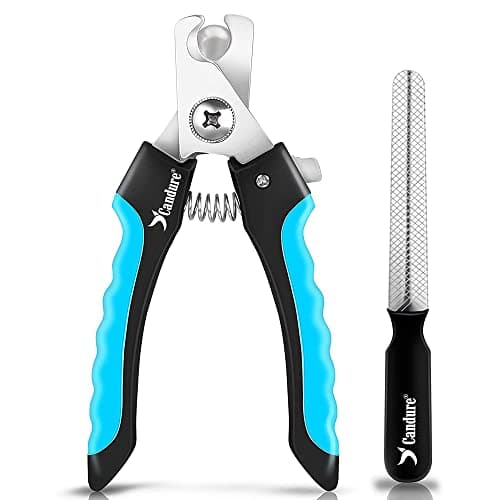 CANDURE Tagliaunghie Cane e Gatto con Guardia per Protezione Cani - Acciaio Inossidabile Tagliaunghie Gatto Professionale per Veterinaria e Uso Personale (Blu, Grande a Medio)