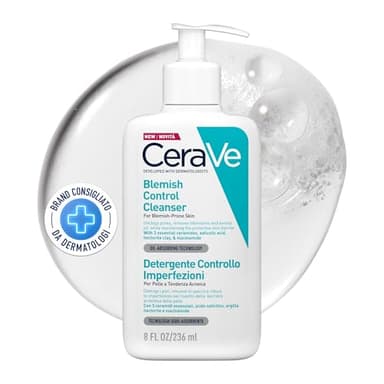 CeraVe Detergente Controllo Imperfezioni, Per Pelle Grassa con Tendenza Acneica, Azione Purificante, Imperfezioni Ridotte, Con Acido Salicilico e Argilla Purificante, 236 ml