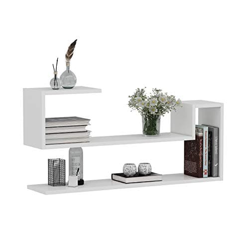 HOMIDEA WAVE Mensola da muro - Mensola Parete - Mensola Libreria - Scaffale pensile per studio/soggiorno in Design moderno (Bianco)