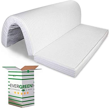 EVERGREENWEB - Materasso Matrimoniale 160x190 H 10 cm Pieghevole su Seduta per Divano Letto, Prontoletto, Lastra in Poliuretano Ortopedico, Rivestimento con Laccetti di Fissaggio, Mod. Bed Sofa