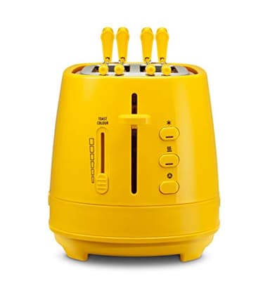 De'Longhi CTLAP2203.Y Tostapane con Pinze, Controllo Progressivo del Grado di Tostatura, Indicatori Luminosi, Cassetto Raccoglibriciole, Piedini Antiscivolo, Potenza 550 Watt, Plastica, Giallo