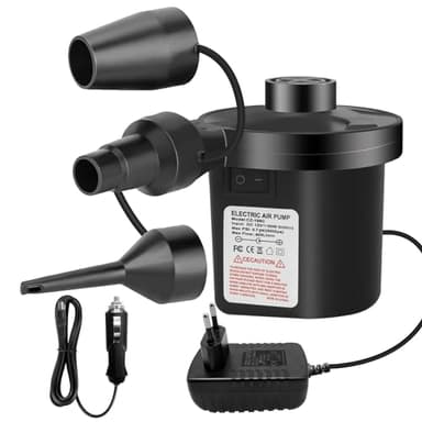 Pompa ad aria elettrica, pompa portatile a riempimento rapido per letto ad aria, 240V AC / 12V DC, 3 ugelli, pompa di gonfiaggio e sgonfiaggio, perfetta per il campeggio all'aperto,materasso ad aria