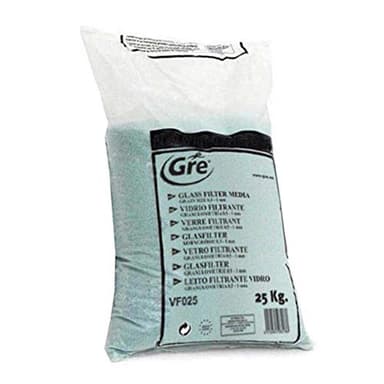 Gre VF025 - Vetro filtrante per filtri di piscine, per mantenere l'acqua cristallina. Granulometria 0,5-1 mm. Peso: 25 kg.