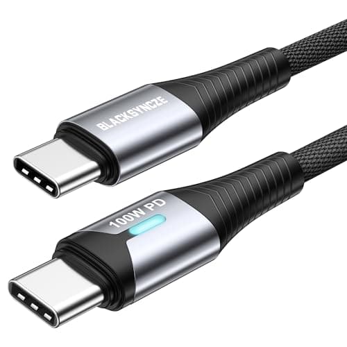 BLACKSYNCZE Cavo USB C USB C 100W, 2M Cavo USB Type-C PD 20V/5A Ricarica Rapida Nylon Cavo Type C per iPhone 15/15 Pro/15 Pro Max, Macbook Air, Pad Pro/Air, Samsung Galaxy S24/S23, Google Pixel 7