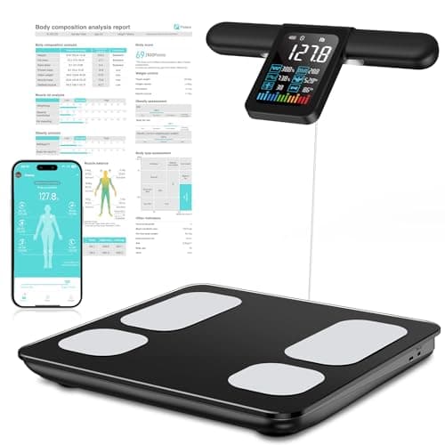 KUAIVO Bilancia Pesapersone Impedenziometrica Digitale con 8 Elettrodi, Display VA a Colori, 28 Indicatori di Composizione Corporea, Analisi Massa Grassa e Muscolare, Connessione App