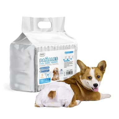 SMELL & SMILE Pannolini usa e getta per cani pannolini per cani femmina, pannolino sanitario per cani e animali domestici mutandine igieniche morbide assorbenti (S)